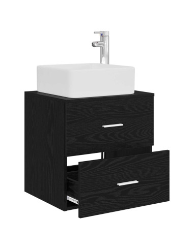 Mobile Lavabo da Parete Rovere Nero 53 x 34,5 x 63 cm