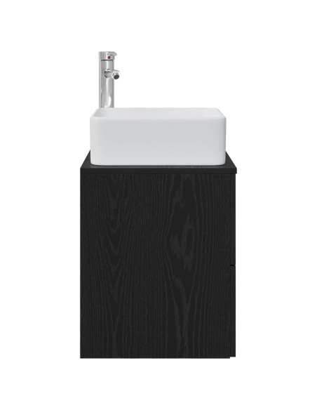 Mobile Lavabo da Parete Rovere Nero 53 x 34,5 x 63 cm