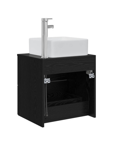 Mobile Lavabo da Parete Rovere Nero 53 x 34,5 x 63 cm