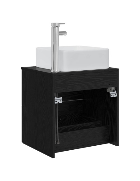 Mobile Lavabo da Parete Rovere Nero 53 x 34,5 x 63 cm