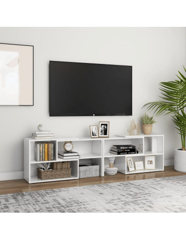 Mobile Porta TV Bianco Lucido 149x30x52 cm in Legno Multistrato