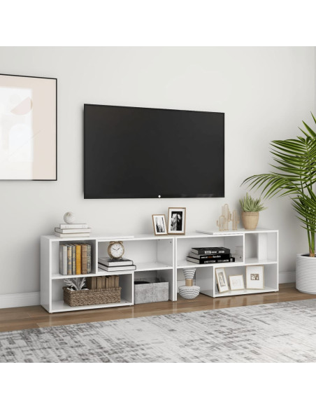 Mobile Porta TV Bianco Lucido 149x30x52 cm in Legno Multistrato