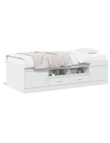 Divano Letto con Cassetti senza Materasso Bianco 90x190 cm