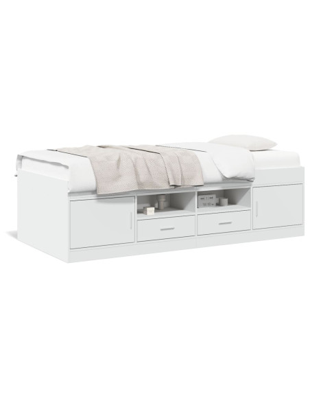 Divano Letto con Cassetti senza Materasso Bianco 90x190 cm