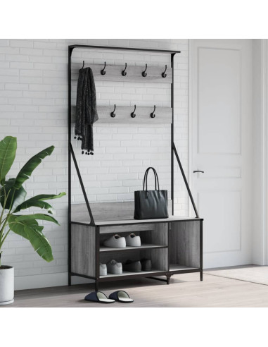 Appendiabiti con Porta Scarpe Grigio Sonoma 100x41x184 cm