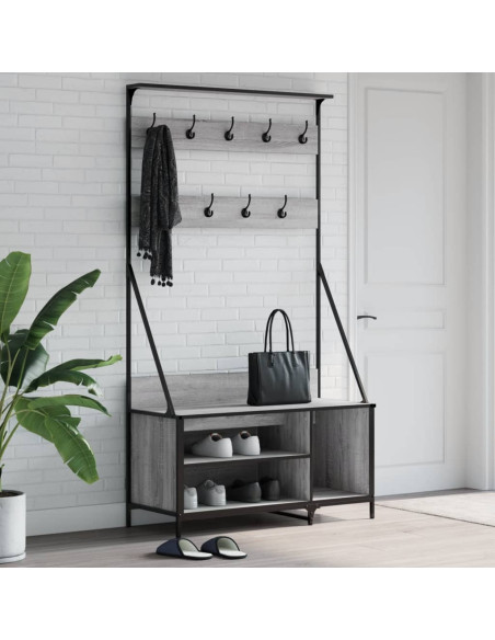 Appendiabiti con Porta Scarpe Grigio Sonoma 100x41x184 cm