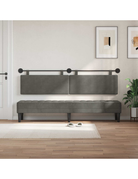 Testata appesa Grigio scuro 210 x 55 x 5 cm Tessuto in Cords