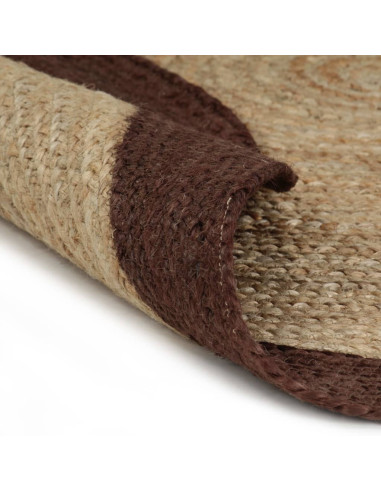 Tappeto Lavorato a Mano in Juta con Bordo Marrone 90 cm