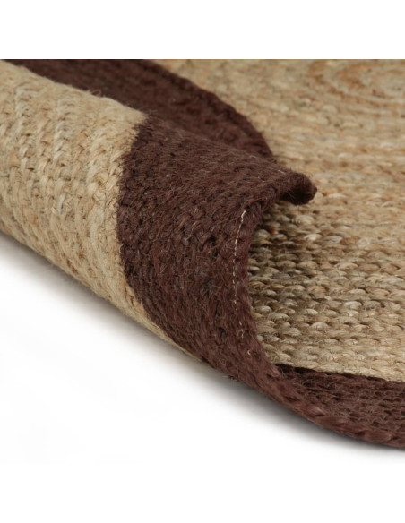 Tappeto Lavorato a Mano in Juta con Bordo Marrone 90 cm