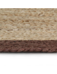 Tappeto Lavorato a Mano in Juta con Bordo Marrone 90 cm 2