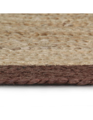 Tappeto Lavorato a Mano in Juta con Bordo Marrone 90 cm