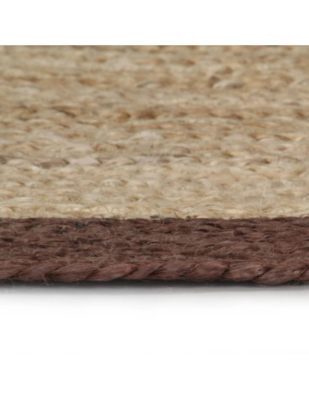 Tappeto Lavorato a Mano in Juta con Bordo Marrone 90 cm