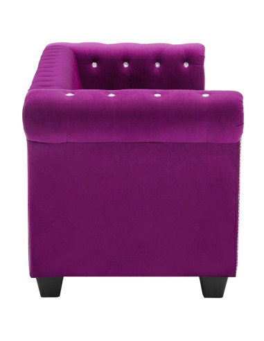 Divano Chesterfield a 3 Posti in Velluto 199x75x72 cm Viola