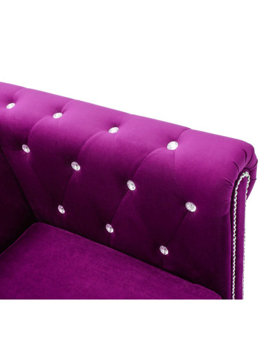 Divano Chesterfield a 3 Posti in Velluto 199x75x72 cm Viola