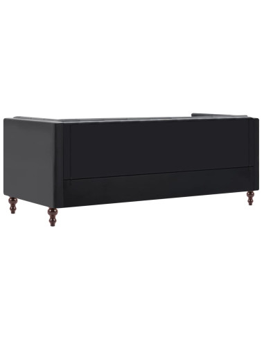 Divano Chesterfield a 3 Posti Rivestito in Similpelle Nero