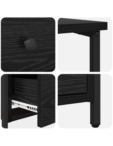 Armadio da Notte Rovere nero 30 x 60 x 60 cm Legno multistrato