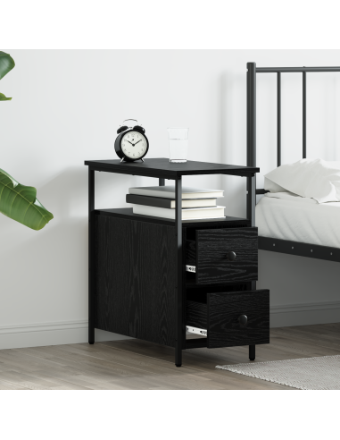 Armadio da Notte con cassetto 2 pcs Rovere nero 30 x 60 x 60 cm