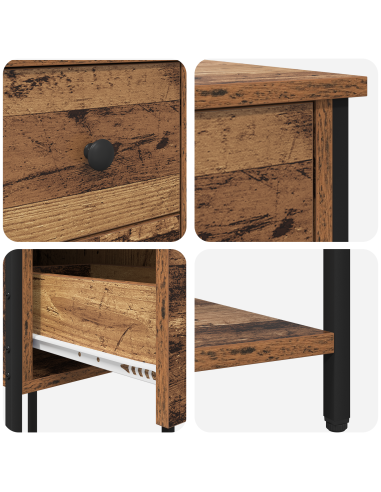 Armadio da Notte con cassetto Legno vecchio 32 x 42 x 70 cm