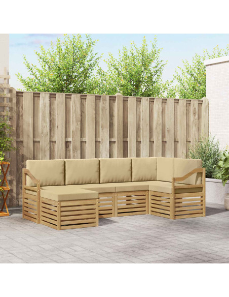Set di divani da esterno 6 pcs Bianco e Beige Poliestere