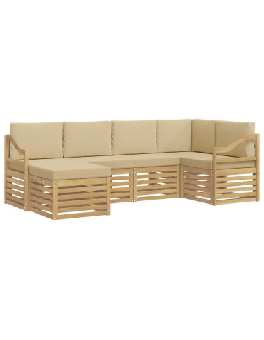 Set di divani da esterno 6 pcs Bianco e Beige Poliestere