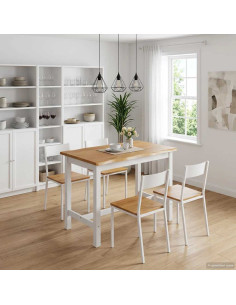 Tavolo Alto EKAI Bianco 112 x 70 x 91 cm Legno Massello di Pino