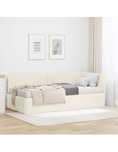 Struttura Letto Angolare con Materasso 2 pcs Crema Velluto