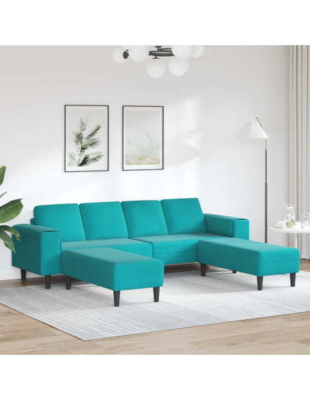 Divano per Soggiorno 3 pcs Turchese 250 x 188 x 76 cm