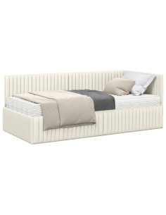 Struttura Letto Angolare con Materasso 2 pcs Crema Velluto 2