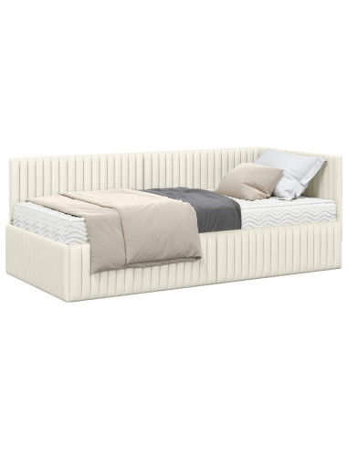 Struttura Letto Angolare con Materasso 2 pcs Crema Velluto