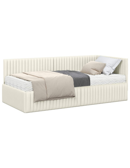 Struttura Letto Angolare con Materasso 2 pcs Crema Velluto