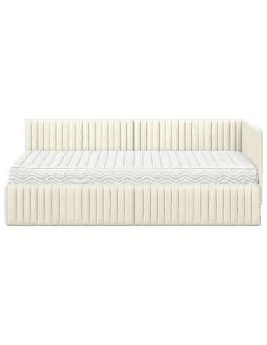 Struttura Letto Angolare con Materasso 2 pcs Crema Velluto