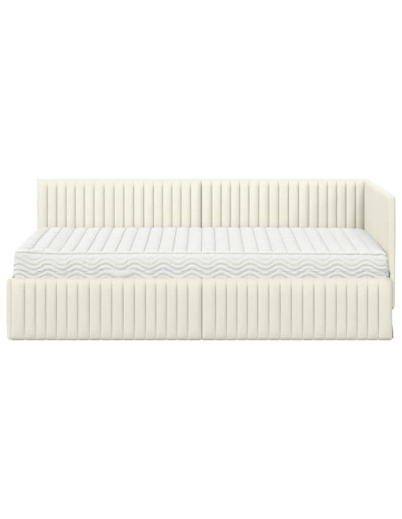 Struttura Letto Angolare con Materasso 2 pcs Crema Velluto