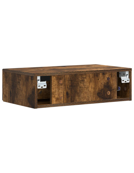 Tavolino da Parete Laterale Rovere Fumo 59 x 34,5 x 17 cm