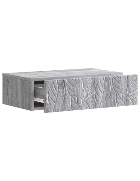 Tavolino da Parete Laterale Sonoma grigio 59 x 34,5 x 17 cm