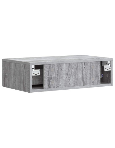 Tavolino da Parete Laterale Sonoma grigio 59 x 34,5 x 17 cm