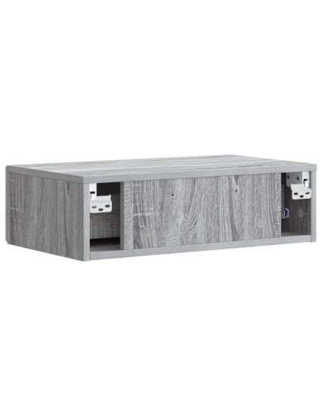 Tavolino da Parete Laterale Sonoma grigio 59 x 34,5 x 17 cm