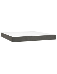 Materasso a Molle Insacchettate Rigidità Media Grigio Scuro 193x203x20 cm King in Velluto 2
