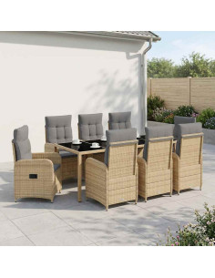 Set da pranzo per esterni 9 pcs Beige e Grigio Chiaro