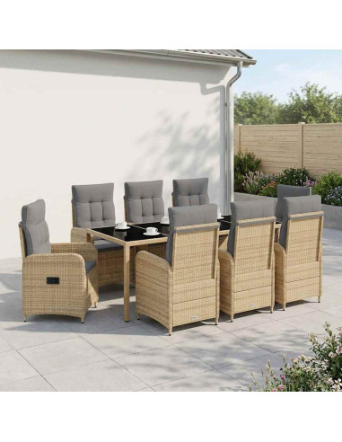 Set da pranzo per esterni 9 pcs Beige e Grigio Chiaro