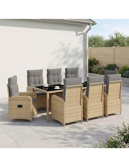Set da pranzo per esterni 9 pcs Beige e Grigio Chiaro
