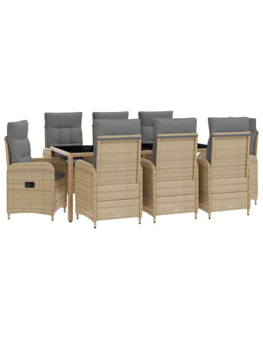 Set da pranzo per esterni 9 pcs Beige e Grigio Chiaro