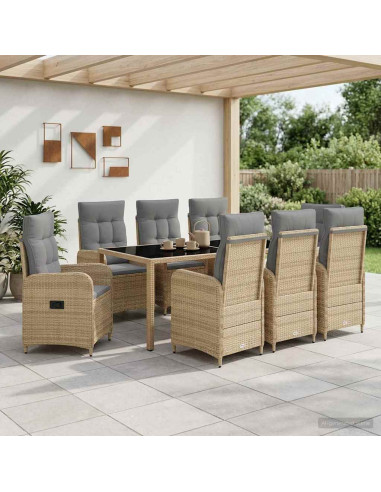 Set da pranzo per esterni 9 pcs Beige e Grigio Chiaro