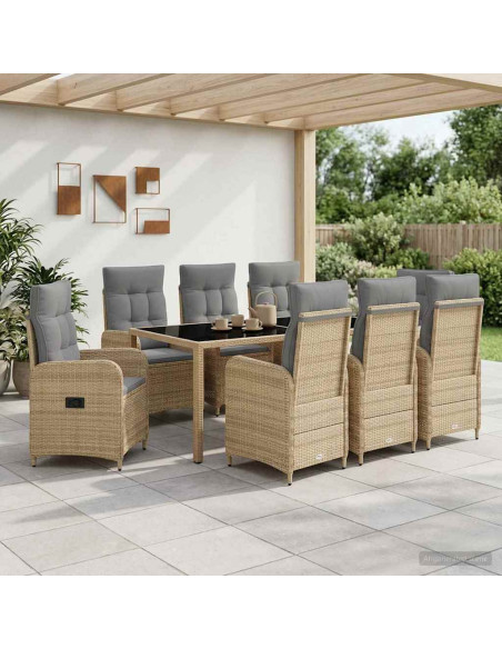 Set da pranzo per esterni 9 pcs Beige e Grigio Chiaro