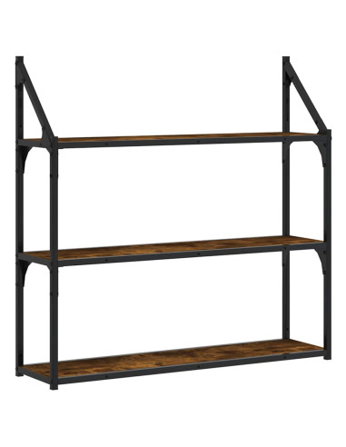 Scaffale Parete 3 Ripiani Rovere Fumo 80x21x78,5 cm Multistrato