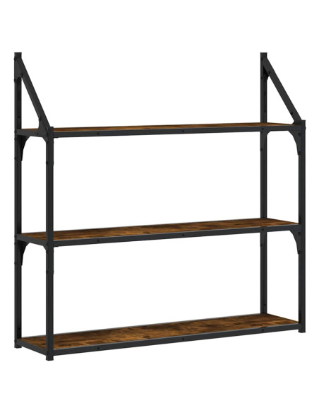Scaffale Parete 3 Ripiani Rovere Fumo 80x21x78,5 cm Multistrato