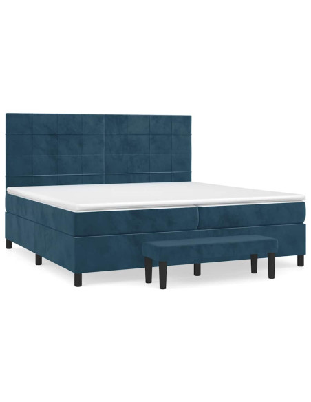 Giroletto a Molle con Materasso Blu Scuro 200x200 cm in Velluto