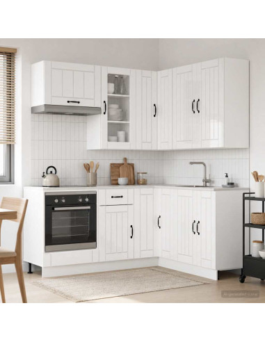 Unità Cucina LUCCA 8 pcs Bianco Lucido Legno ingegnerizzato