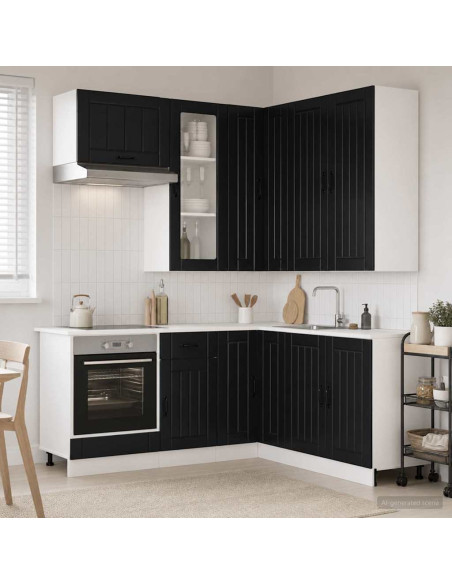 Unità Cucina LUCCA 8 pcs Nero Legno ingegnerizzato