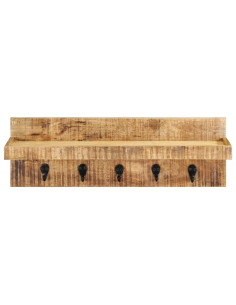 Appendiabiti a Muro 60x15x20 cm Legno Massello di Mango Grezzo