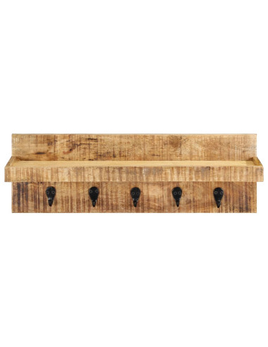 Appendiabiti a Muro 60x15x20 cm Legno Massello di Mango Grezzo